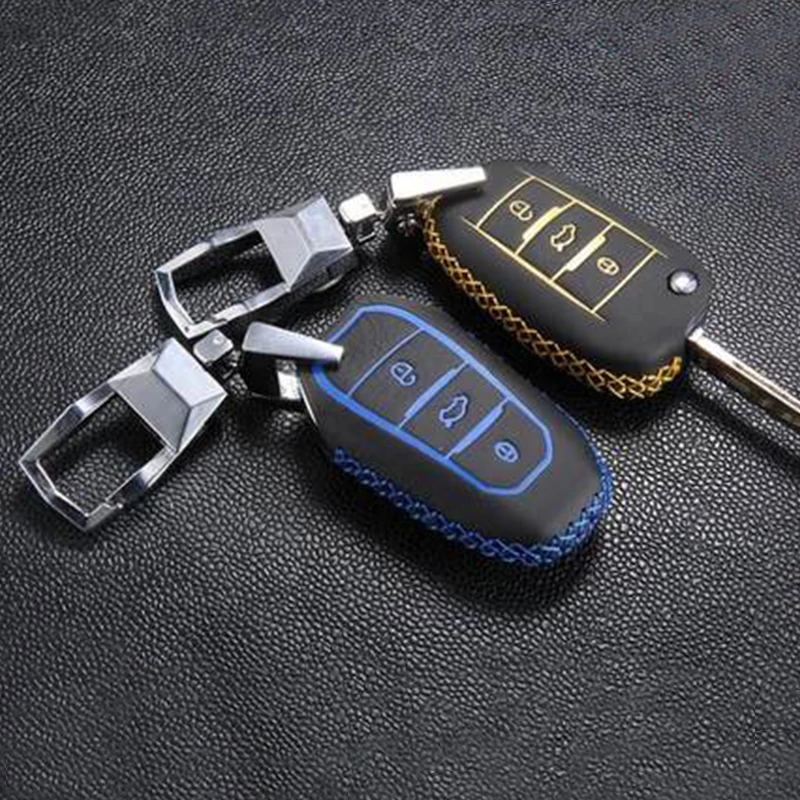 

My Good Car Leather Car Key Case Cover For Peugeot 4008 308 3008 301 2008 408 Car accessories