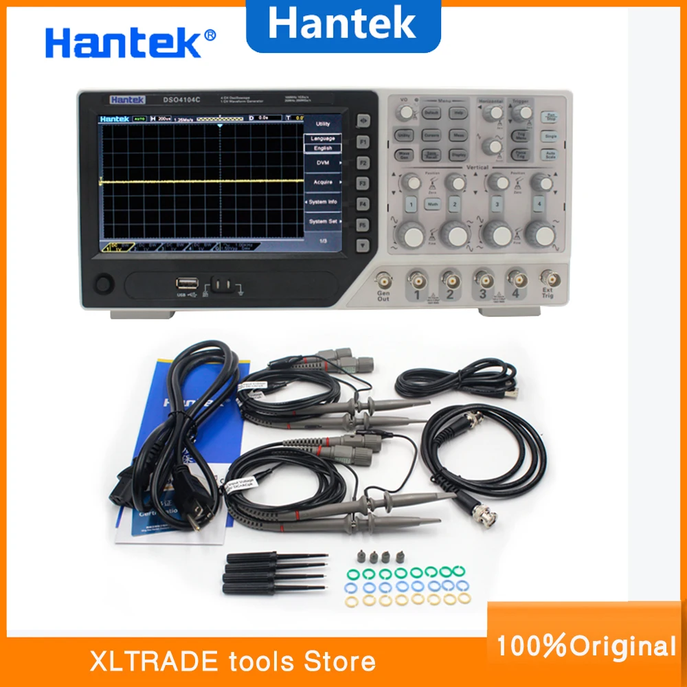 Hantek DSO4104C цифровой осциллограф 4 канала 100 МГц пропускной способности ПК Osciloscopio