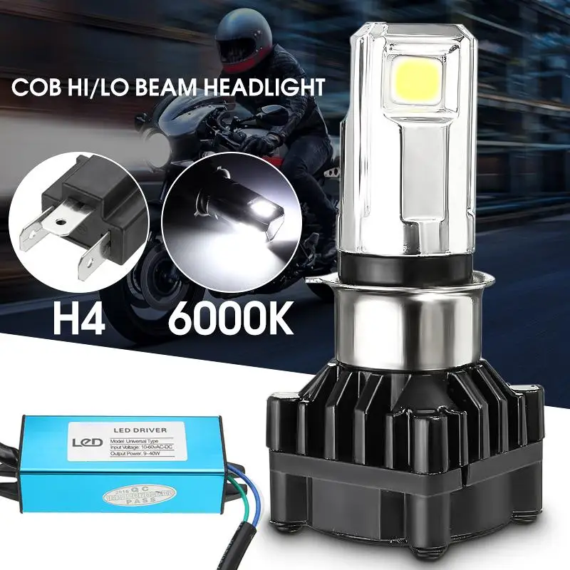 12V Universal Motorcycle Scooter ATV LED Headlight Lamp Bulb Kit 3 Side