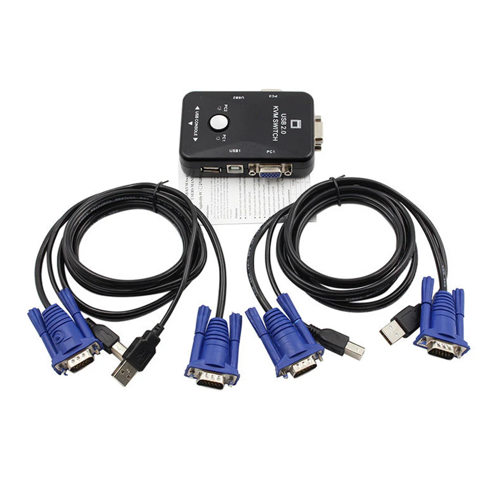 Новое поступление 2 в 1 выход USB 0 порта VGA видео коммутатор коробка кабель для ПК