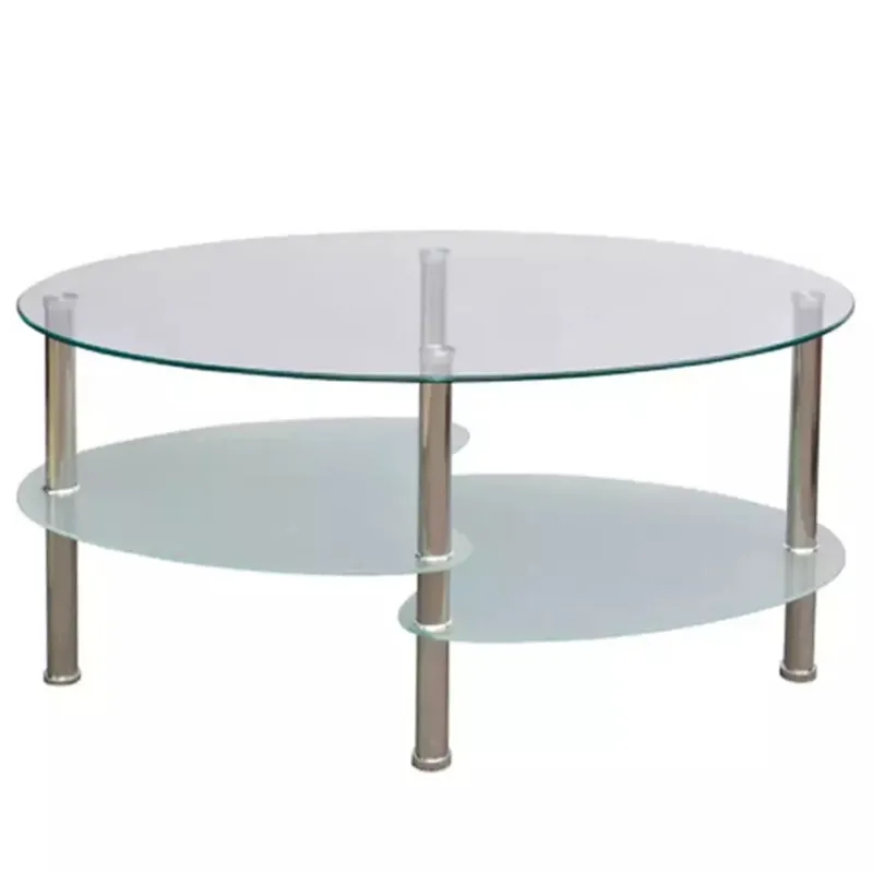 Coffee Table With Exclusive Design White Exclusive 3-Layer And Elegant Coffee Table Design Tempered Glass + Metal Frame Material