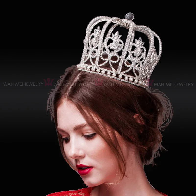 Gorgeous Crown Princess Hairwear Tiara Romantic Bridal Wedding Hair Accessories Australian Rhinestone Pearl Crysta Jewelry Mo087