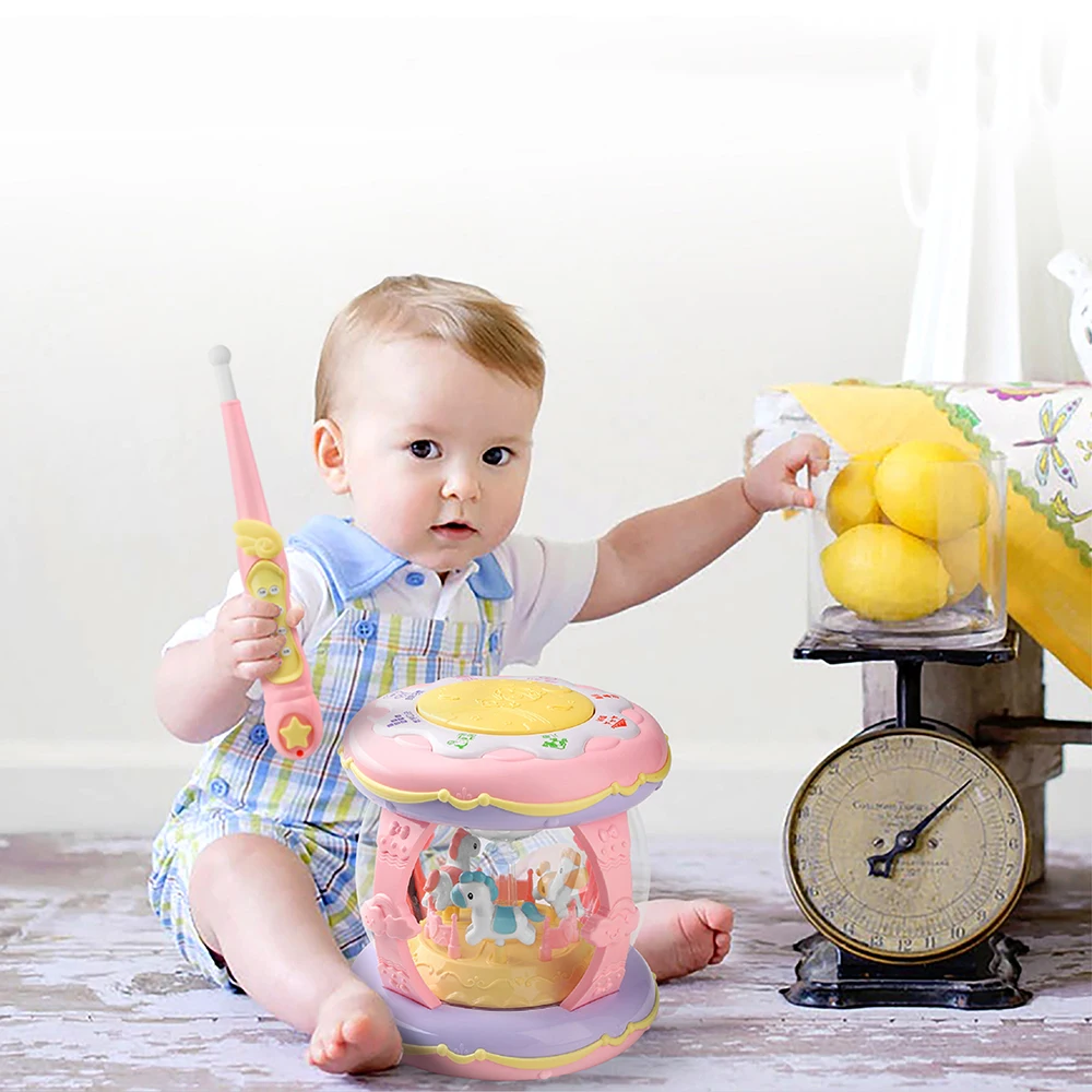 

NEW Electronic Baby Musical Drum Toys for Toddlers Boys Girls Learning Toy Plays Music Sounds and Songs Color Changing Lights