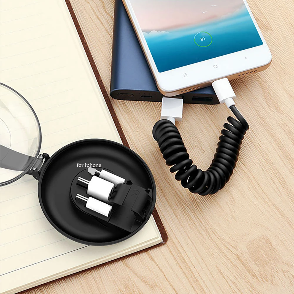 

3 In 1 Spring Data Cable Adapter German Red Dot Design Mobile Phone Data Cable Storage Box charging adapter in outdoor home