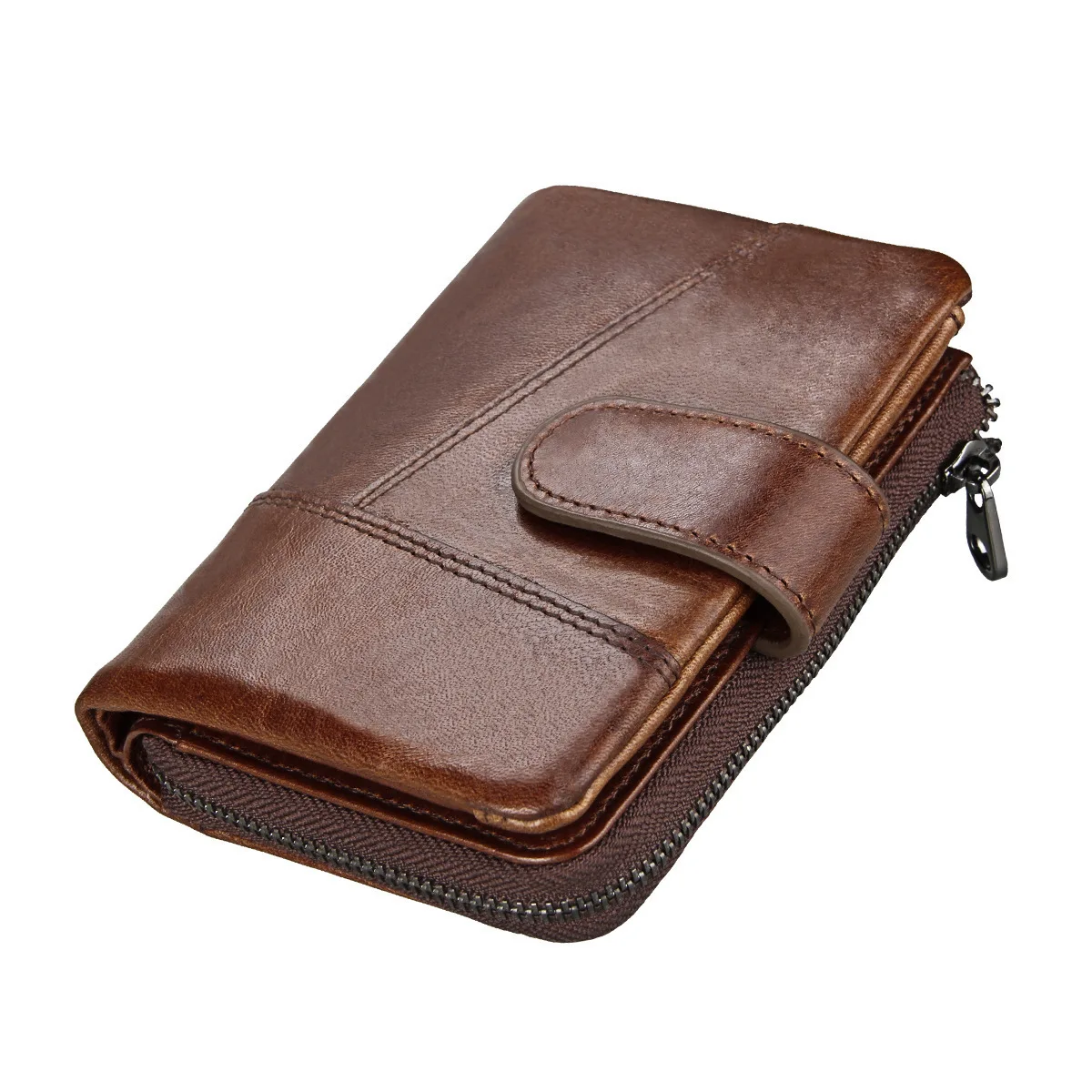 

Hot Sale Retro Men Wallet Mini Genuine Leather Men' S Purse Zipper Pocket Vintage Men Wallet Small Credit Card Holder Portfe