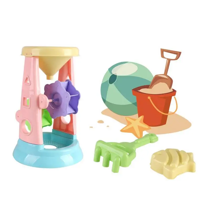 astounding  6 pieces of interesting hourglass set sandbox bucket and watering can beach play toy child baby boy