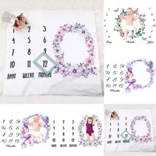 Для новорожденного мягкий хлопок одеяло s Младенцы цветочный принт одеяло-Ростомер коврик фотография Реквизит ежемесячный рост фото