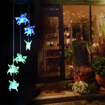 

Colorful LED Solar Pig Shaped Wind Chime Garden Decoration Aeolian Bells Home Garden Festival Decoration