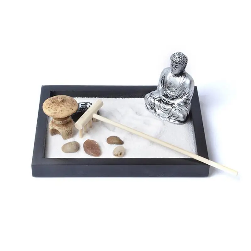 

New Buddha Statue Zen Garden Sand Meditation Peaceful Relax Decoration Set Spiritual Buddha Incense Burner Feng Shui Decor