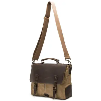 

Man Crossbody Bag Laptop Male Messenger Bag Men's Shoulder Portable Briefcase Bags Canvas With Leather Postman Handbag