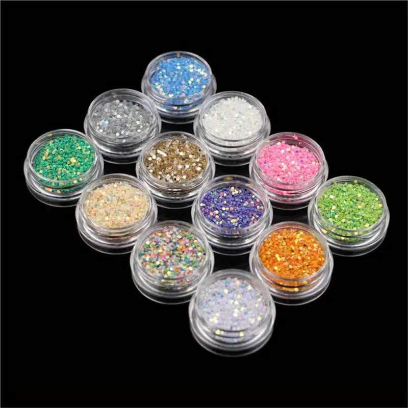 12 Colors Glitter Round Shape Mixing Color Decoration DIY Nail Art Stickers Sequins Design Decorations | Красота и здоровье