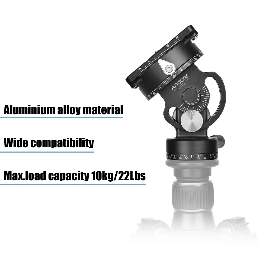Andoer VH-10R tripod Head supports 360 pan and +/-90 tilt movement Photography Head ballhead for tripod monopod for camera