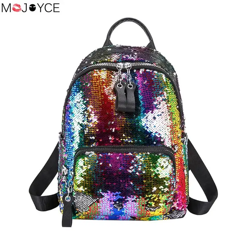 

Glitter Backpacks for Women Girls Shiny School Leather Back pack Sequins Travel Shoulder Rucksack Teenage mochila feminina