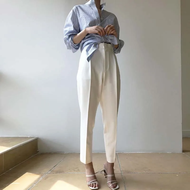 Otoño Grandes Moda 2018 Del navy Cintura La Pants Cremallera Mujeres white Pants Pants Tobillo Twotwinstyle Para Black De Con Casual Tallas Alta Longitud Bolsillos Harem Pantalones UH7waCqT