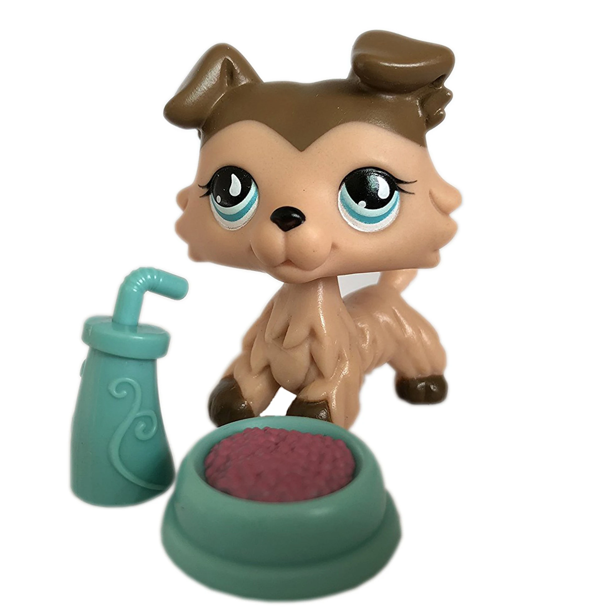 Редкий Littlest собака игрушка колли #893 шоколадный крем щенок синяя капля слеза