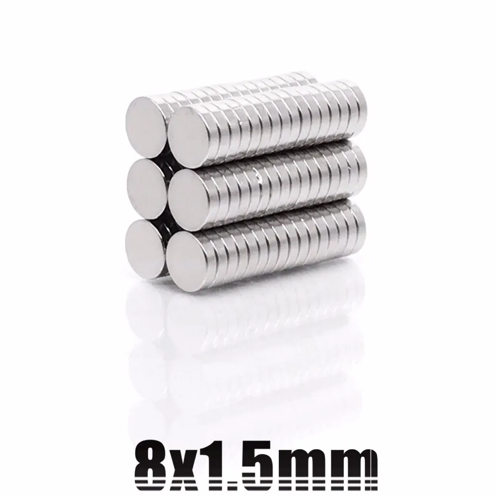 

20/50/100pcs Strong Round Dia. 8mm x 1.5mm N35 Rare Earth Neodymium Magnet 8x1.5 Art Craft Fridge Neodimio Imanes 8mm*1.5mm
