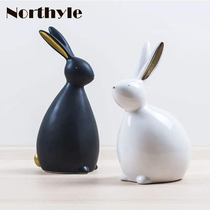 

Nordic ceramic rabbit figurine porcelain animal statue for home decoration bunny figurine wedding decoration christmas gift