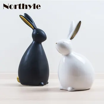 

Nordic ceramic rabbit figurine porcelain animal statue for home decoration bunny figurine wedding decoration christmas gift
