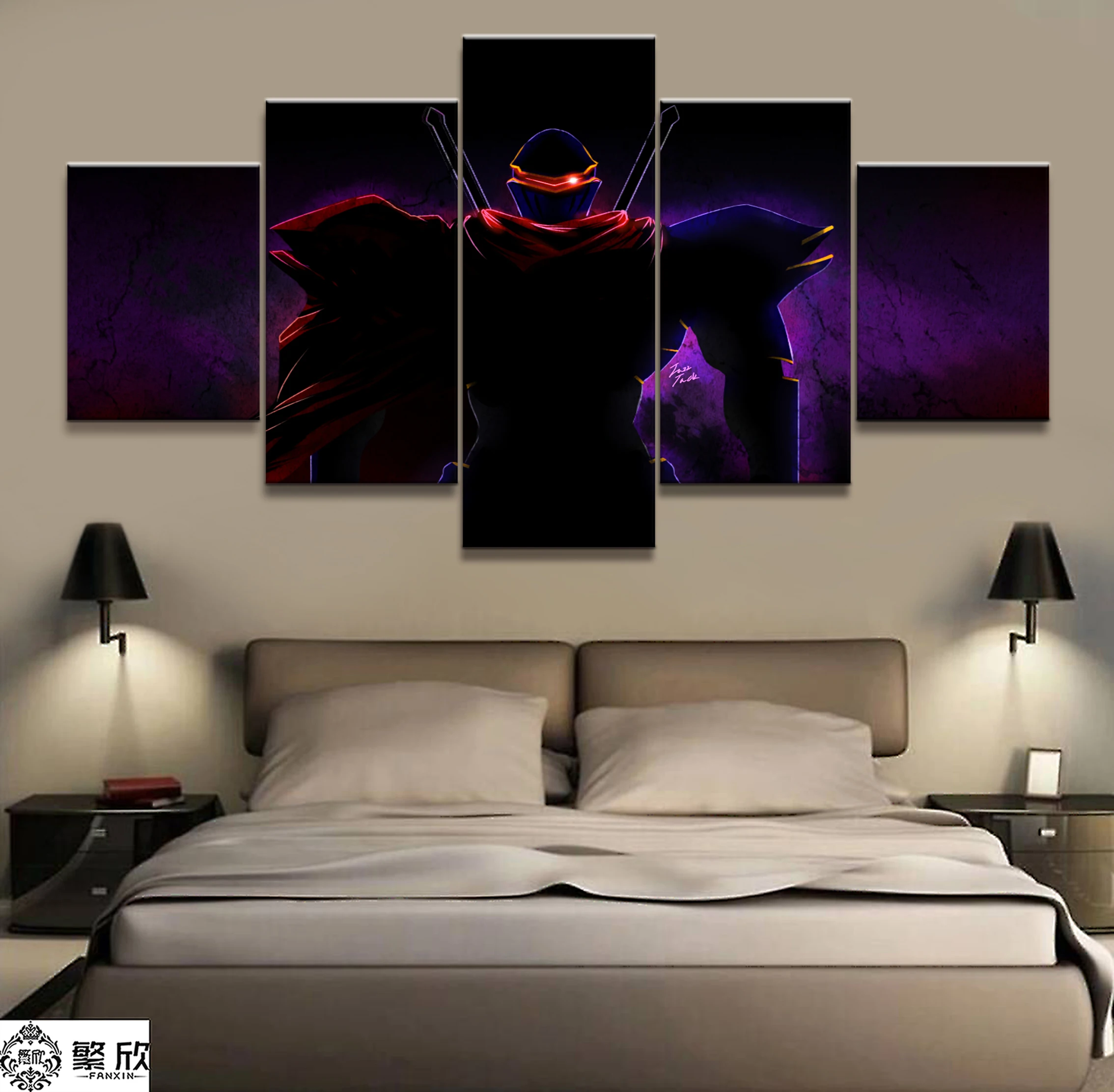 

Home Decor Modular Canvas Painting Picture 5 Piece Overlord Knight Figure Anime Poster Canvas Wall For Home Canvas Wholesale