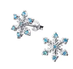 Модные женские серьги-гвоздики со стразами в виде снежинки вечерние свадебные украшения с голубыми бриллиантами, аксессуары для