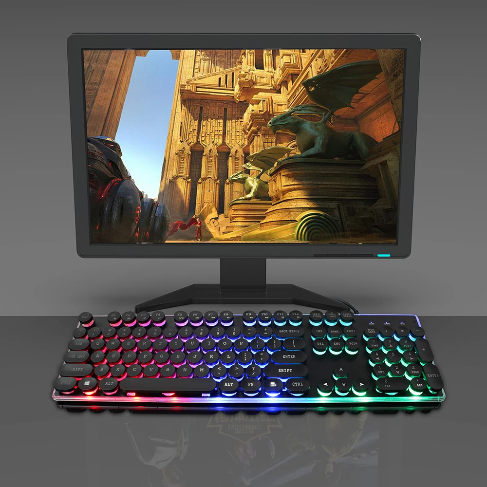 Проводная игровая клавиатура ZERODATE KB202 с подсветкой имитацией механического