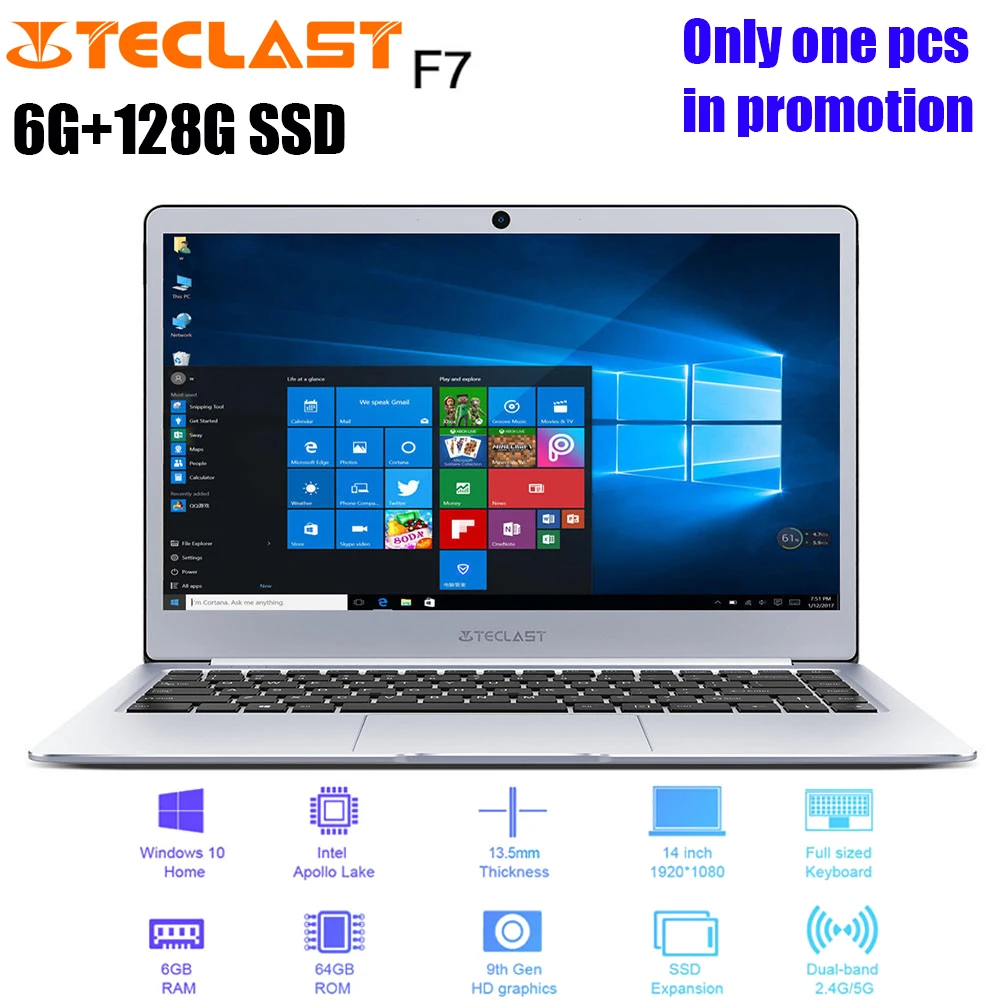 Teclast F7 14 "1920*1080 Apollo Lake N3450 Windows10 6G 128 gb SSD двойной WI-FI Micro HDMI ноутбук