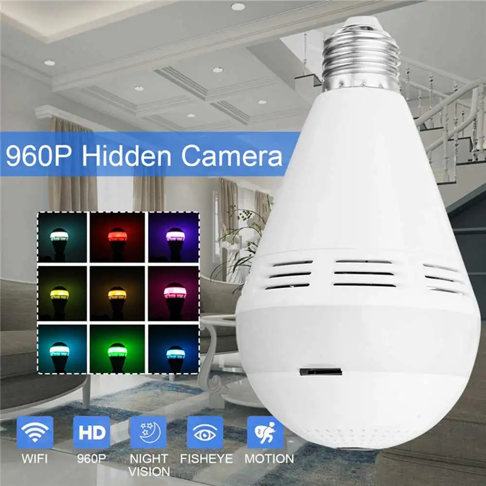 

AC110-220V E27 960P Wireless Bluetooth WIFI 360 Panoramic IP Camera Music LED Bulb APP Control Colorful Light Adjustable