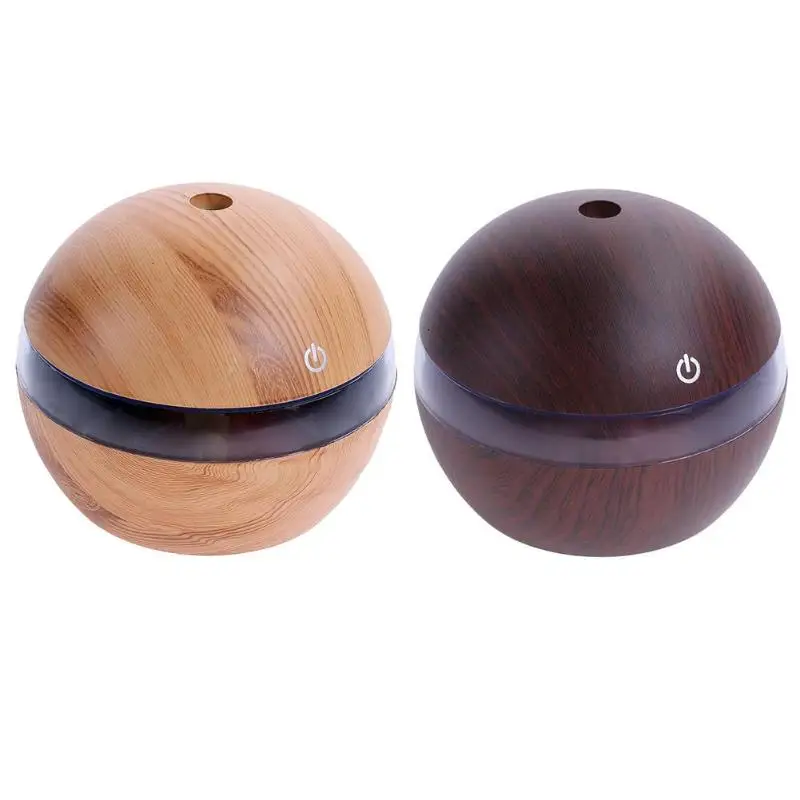 

200ml Wooden Ultrasonic Humidifier 7 Color LED Light Diffuser Air Purifier E5M1