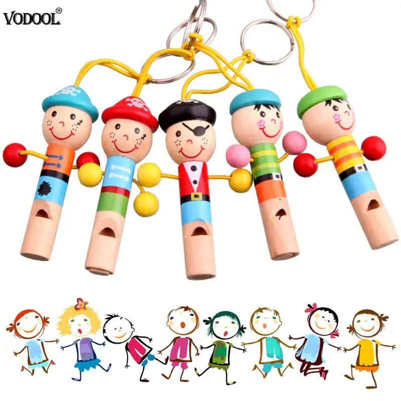 

Baby Kids Wooden Toy Mini Whistle Pirates Developmental Toy Musical Toys Colorful Keychain Lovely Instrument Toys Musical Gift
