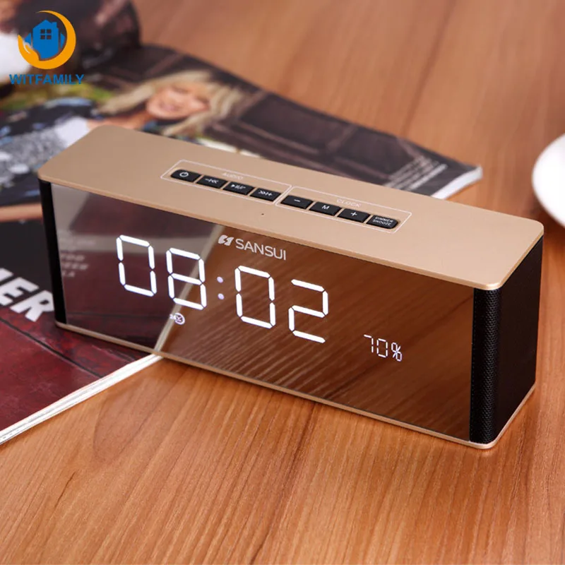 

Wireless Bluetooth Double alarm clock with TF card radio clock Small Stereo Smart Speaker Wireless Mobile Computer