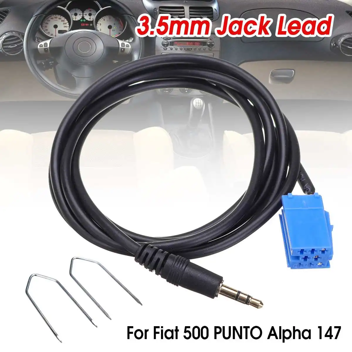 

3.5mm Jack Lead Cable Adapter 2pcs Radio Keys For Fiat 500 PUNTO Alpha 147 for Fiat Lancia Alfa Compatible
