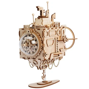 

Robotime Creative Diy 3D Steampunk Submarine Wooden Puzzle Game Assembly Music Box Toy Gift For Children Teens Adult Am680