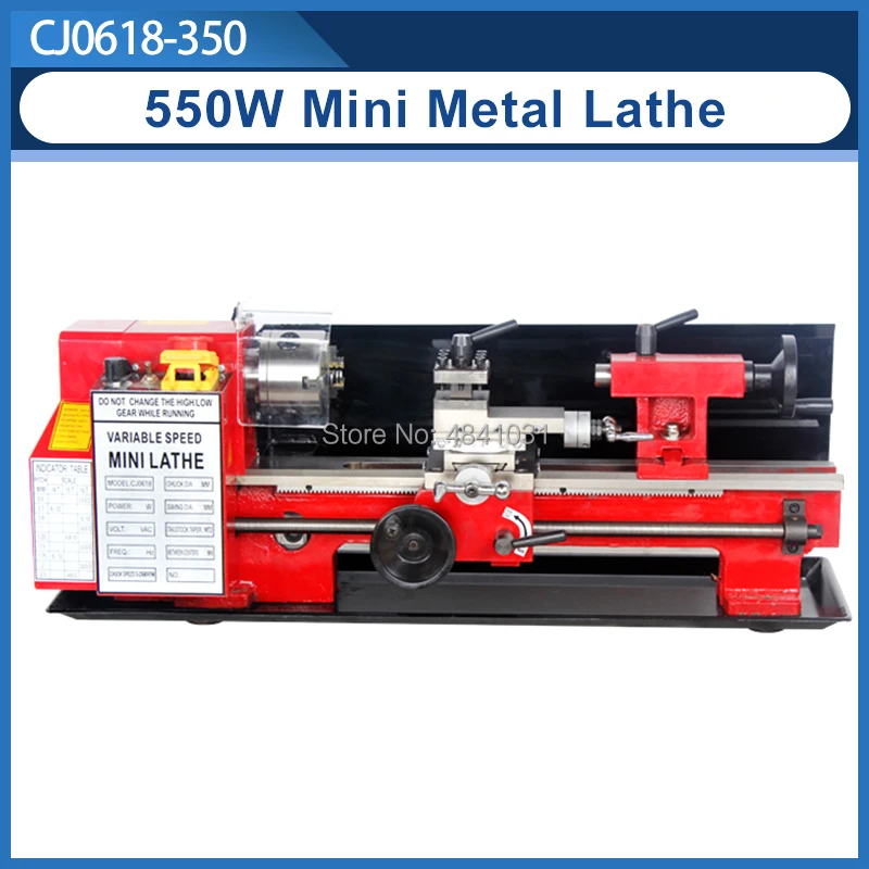 

550W Mini high-Precision DIY Shop Benchtop Metal Lathe Tool Machine Variable Speed Milling 80mm chuck 350mm working length