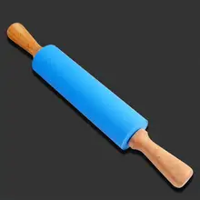 15 дюймов средняя силиконовая Скалка антипригарное покрытие деревянная ручка инструмент для кухни