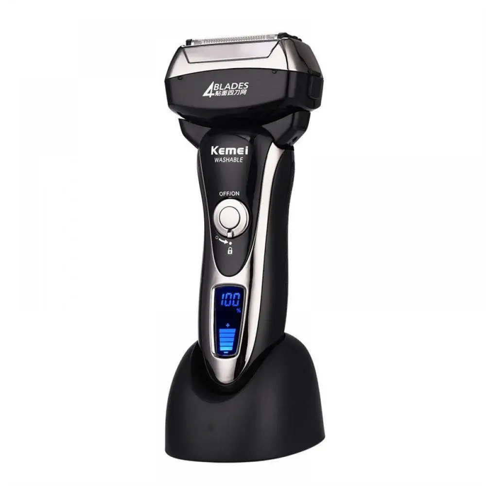 

4 Blade Professional Wet & Dry Shaver Rechargeable Electric Shaver Razor For Men Beard Trimmer Shaving Machine LCD Display
