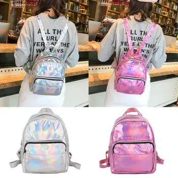 

Women Laser Holographic Backpack Girl Student School Hologram Travel Rucksack Lady Bag