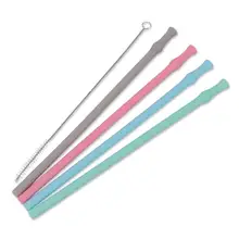 Силиконовые соломинки для питья, Экологичные многоразовые трубочки, складная прямая соломинка с чистящей щеткой, вечерние принадлежности, Новинка