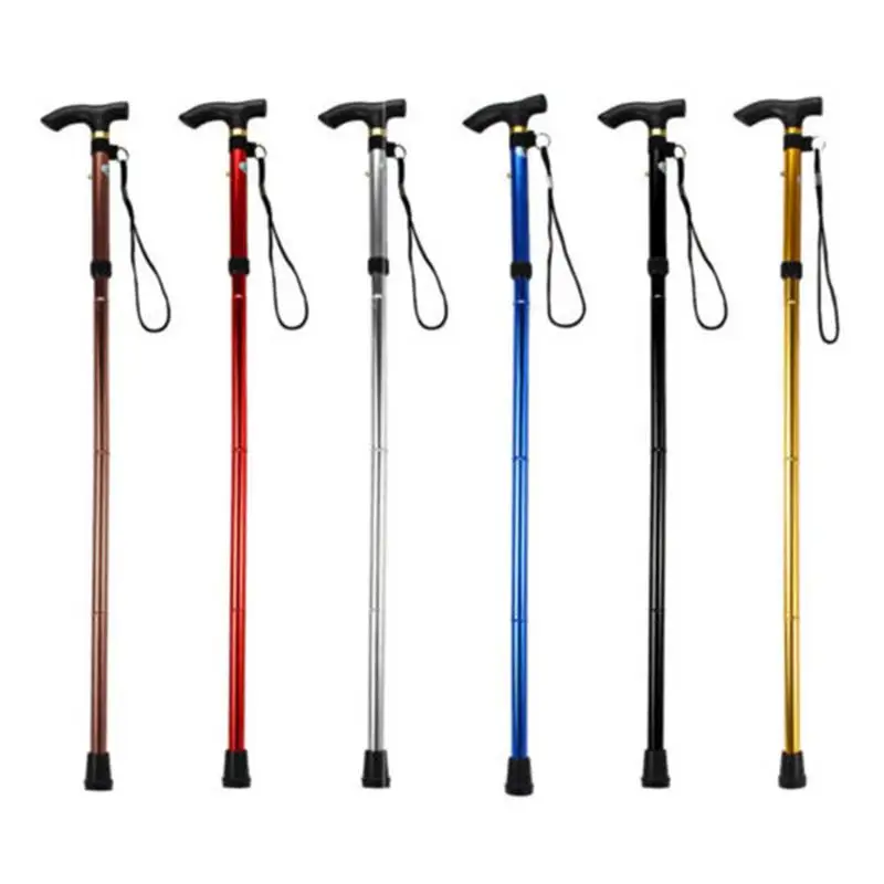 Bastón senderismo Trekking rastro ultraligero 4-sección ajustable bastones de aleación de aluminio plegable bastón de Palos Bastón senderismo Trekking rastro ultraligero 4-sección ajustable bastones de aleación de aluminio plegable bastón de Palos