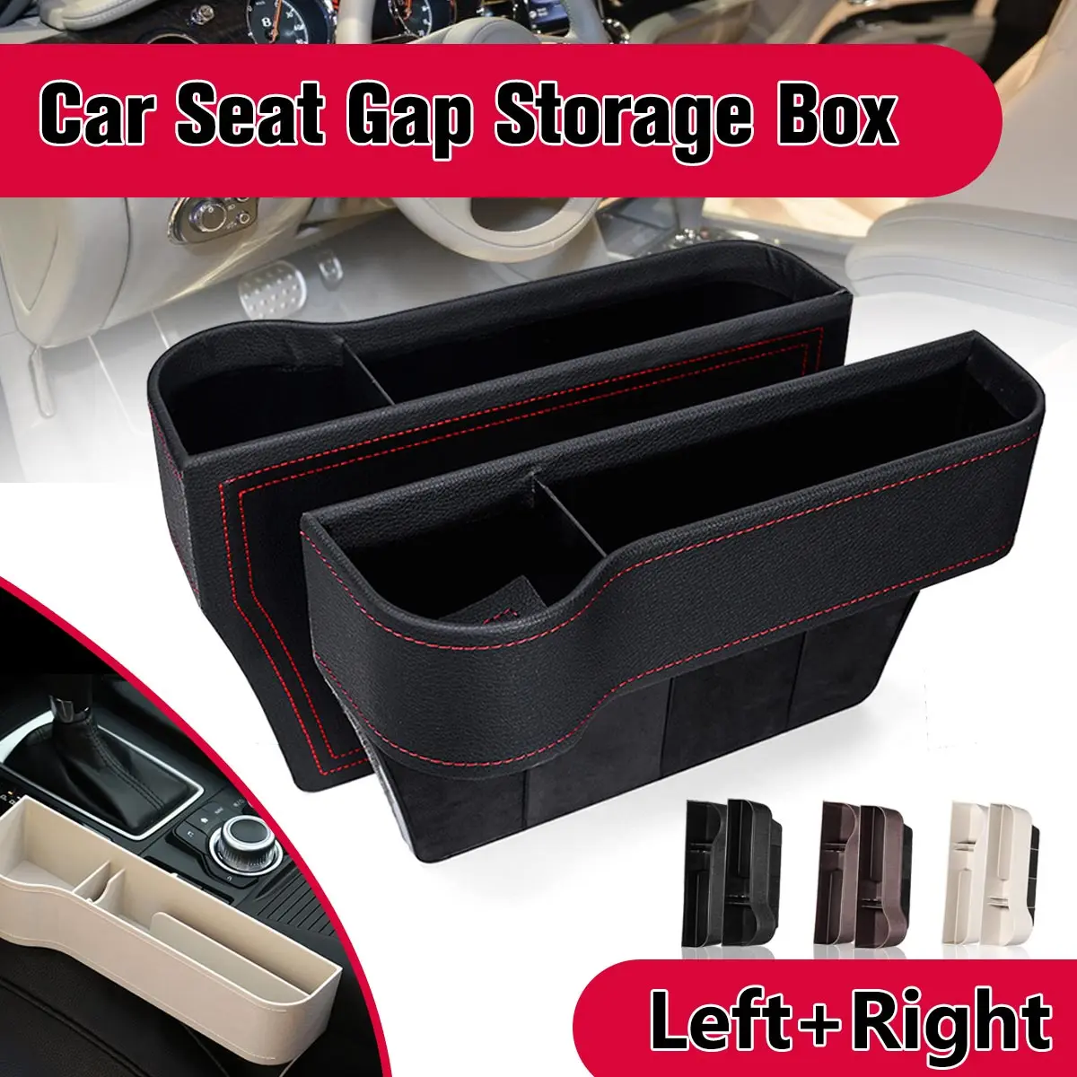 Pair Left and Right Car Seat Crevice Gaps Storage font b Box b font ABS Plastic