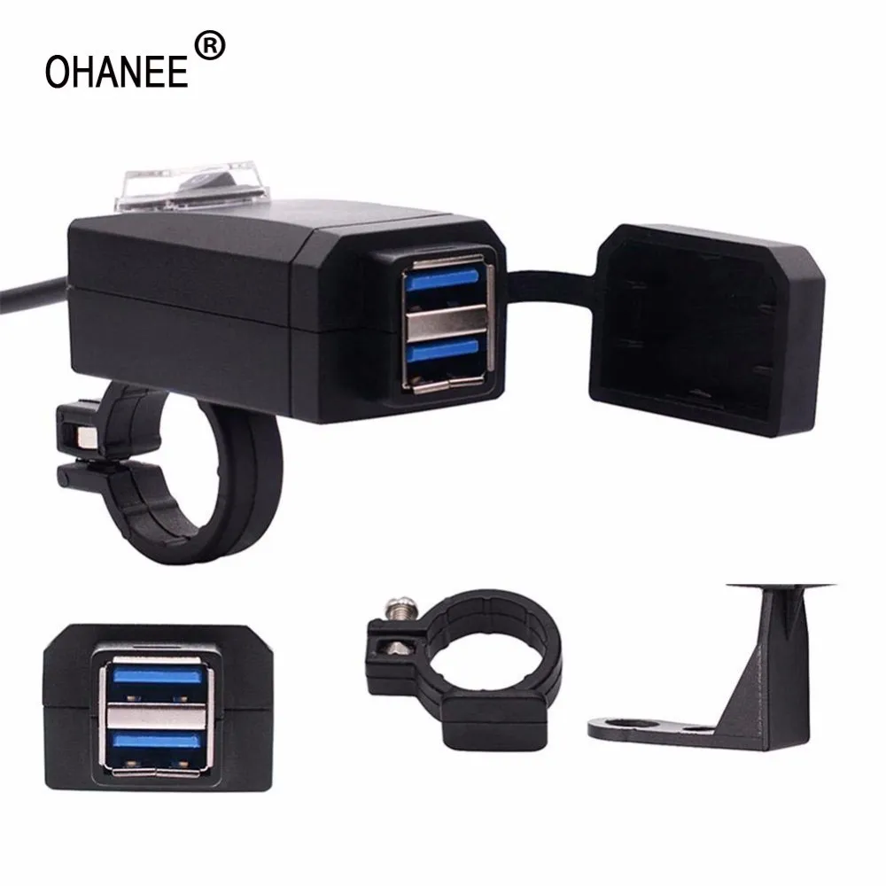 OHANEE QC3.0 Dual USB мотоциклетное зарядное устройство мото быстрое зарядное устройство адаптер мотоцикл 12 В питание для iphone samsung телефон gps