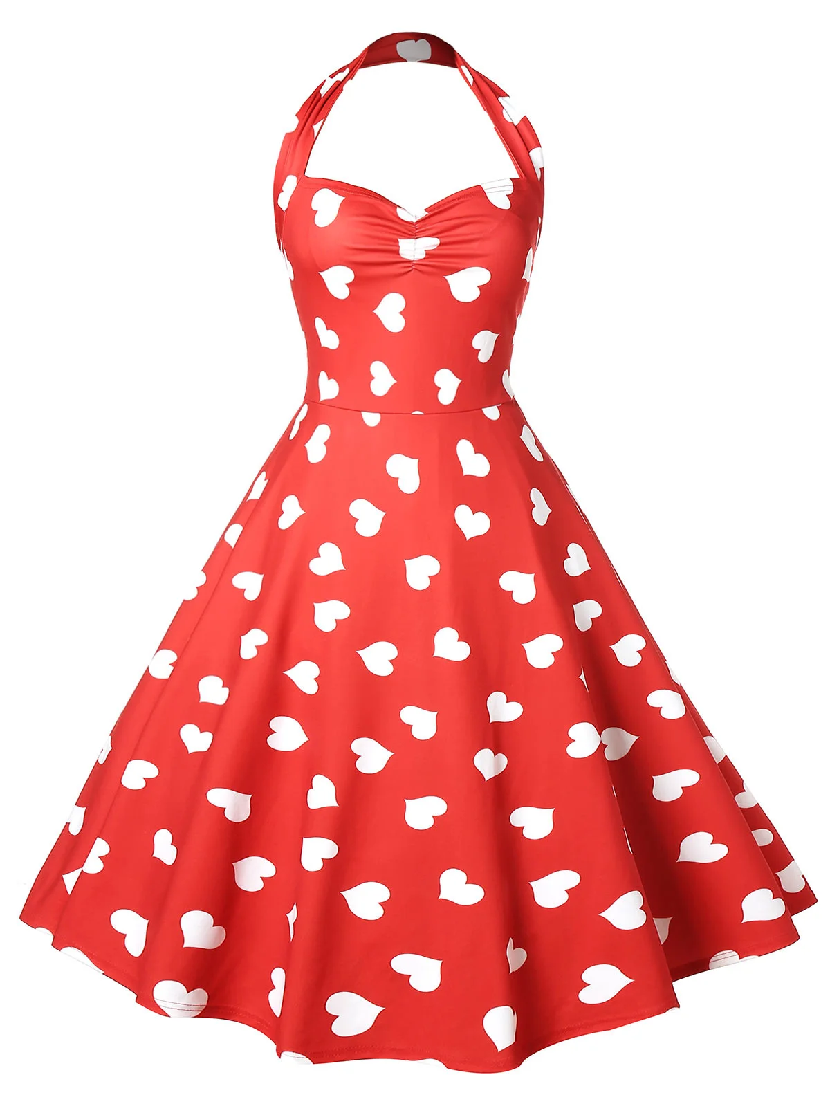 Kenancy Valentine'S Day Women Dress Heart Print Vintage Party Dress