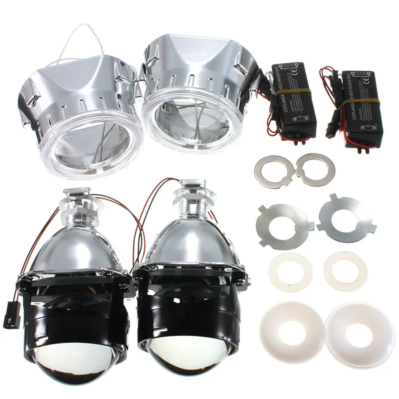 حار 2 قطعة 2.5 بوصة العالمي ثنائية زينون ل HID العارض عدسة الفضة الأسود الكفن H1 زينون LED لمبة H4 h7 دراجة نارية سيارة العلوي