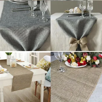 

NEW 2019 For Wedding Party Decoration Rectangle Burlap Tablecloth Table Cover