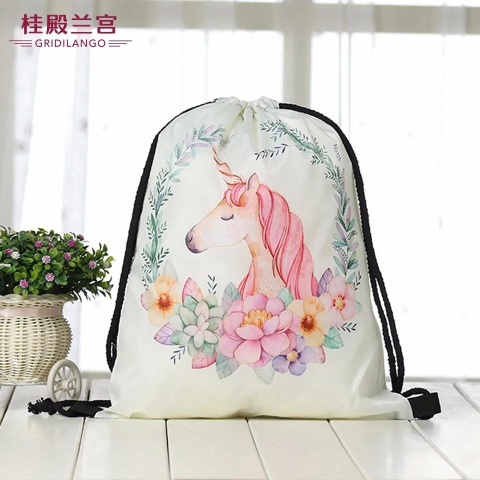 

GRIDILANGO Unicorn Portable Drawstring Storage Bag for Beach Towels Polyester Translucent Outdoor Sports Beach Bag Bundle Pocket