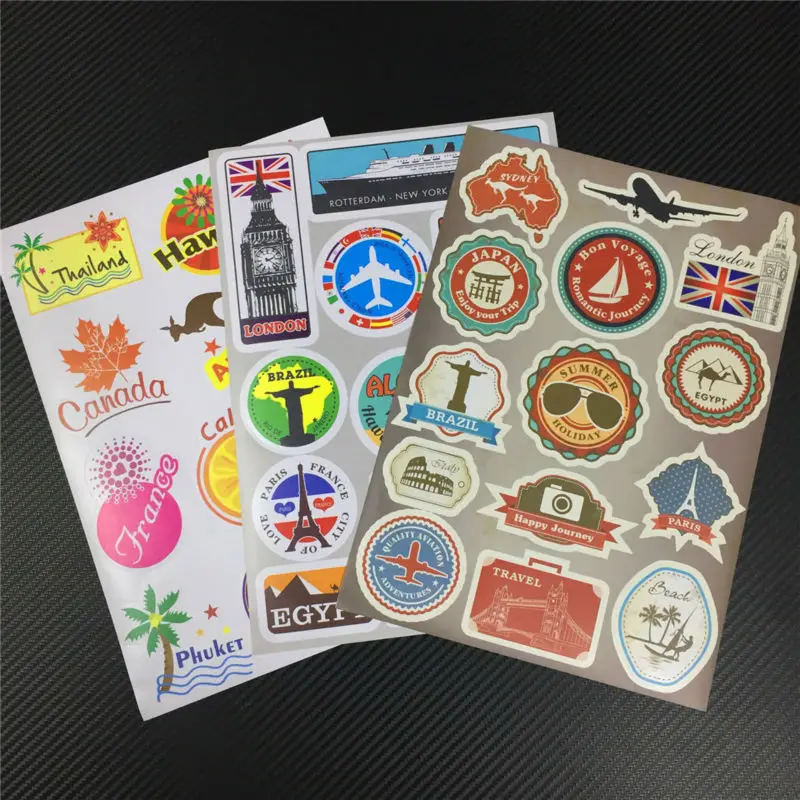 

Yourart Stickers for Car Decoration Skateboard Japan Kawaii Vintage Retro Travel Stickers for Luggage Scrapbook Laptop Suitcases