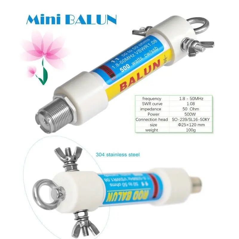 

DYKB 500W Mini 1:1 HF Balun for 160m-6m Bands (1.8-50MHz) DP Shortwave antenna Voltage balun Waterproof
