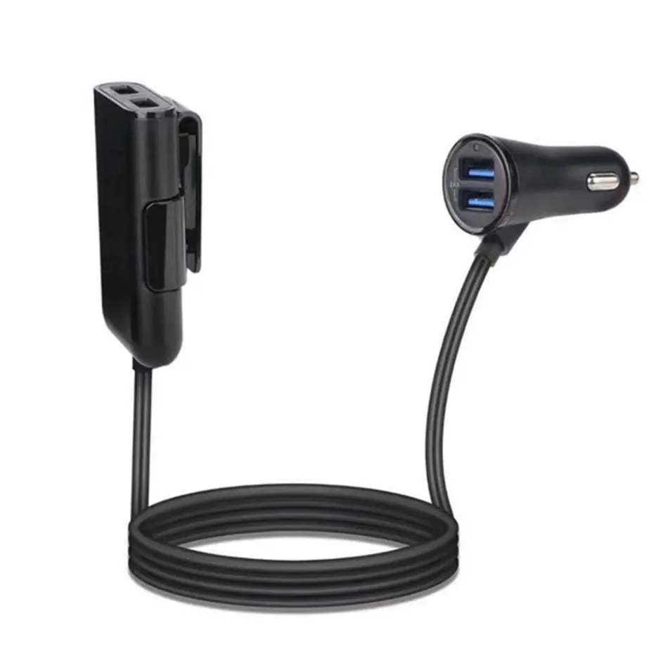 Универсальный адаптер для автомобильного прикуривателя QC3.0+ 2.4A+ 2.4A USB Автомобильное зарядное устройство 4 порта разветвитель Быстрая зарядка черный для MPV автомобильный телефон