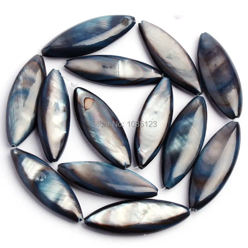 

Free Shipping 10x30mm Pretty Natural Black Shell Olivary Shape DIY Gems oose Beads Strand 15" Jewelry Making w740