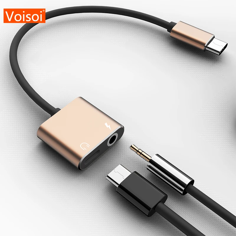 

Mobile Phone Adapter Cable Audio Charging Adapter For Huawei For Xiaomi For oppo USB Type-c 2 in 1 earphone plug alloy Connector