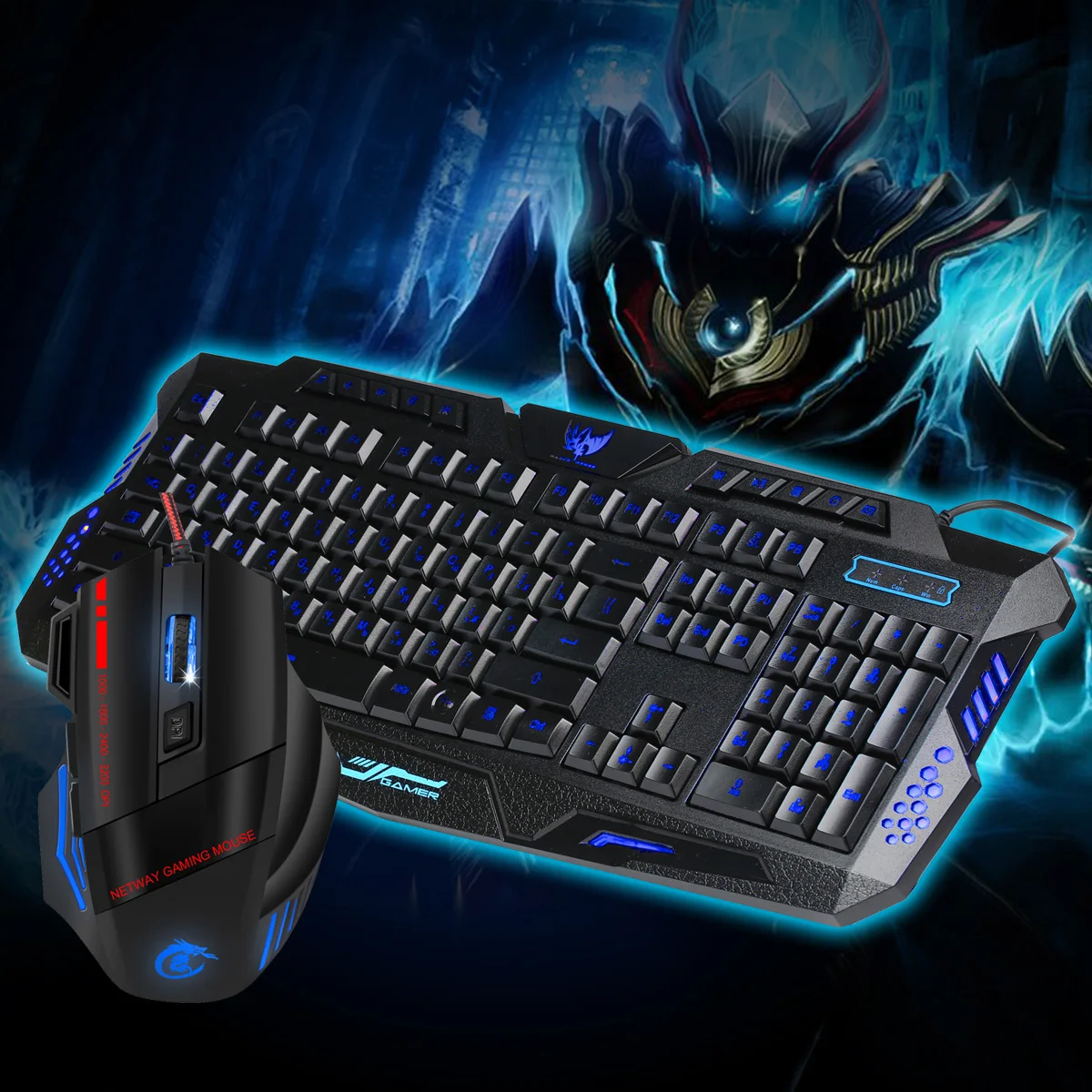 

J20 Russian+English Gaming Keyboard Mouse Combos Three-Color Backlight USB Wired Russian Keyboard+7 Keys LED Wired Game Mouse